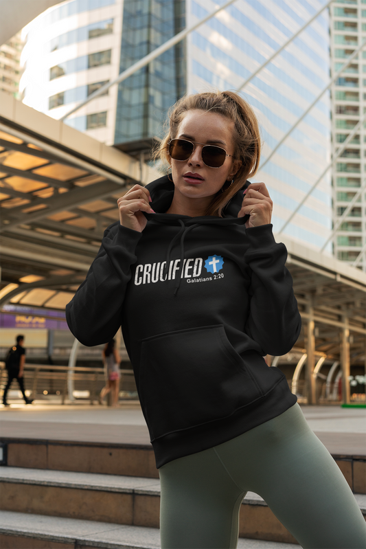 Faith-Inspired Unisex Hoodie - Crucified Design, Cozy Gift for Religious Celebrations, Inspirational Apparel for Men & Women